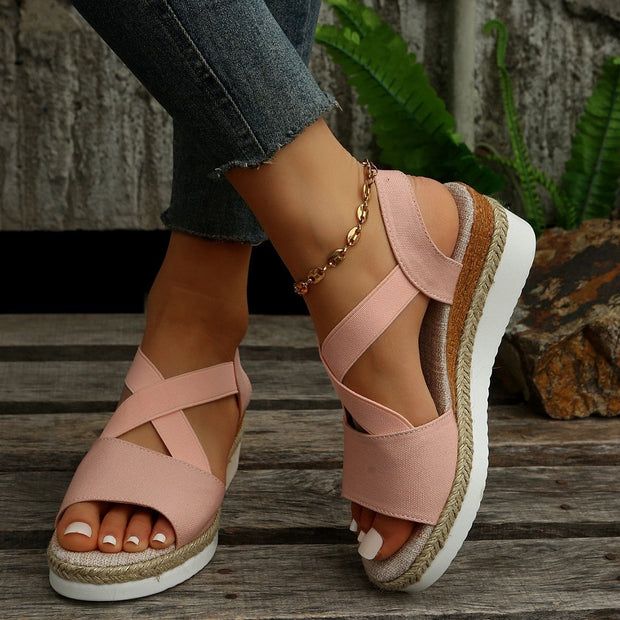 Summer Flat Wedge Heel Fish Mouth Casual Women's Sandals