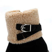 Women's thick heel leather buckle warm boots - Libiyi