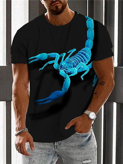 Men's Unisex T shirt 3D Print Graphic Prints Scorpion Crew Neck Daily Holiday Print Short Sleeve Tops Casual Designer Big and Tall Black / Summer