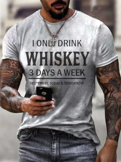 T-shirt pour homme « Je ne bois que du whisky trois jours par semaine »