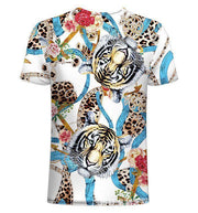 Men's Casual Tiger Print Short-sleeved Leopard Print T-shirt