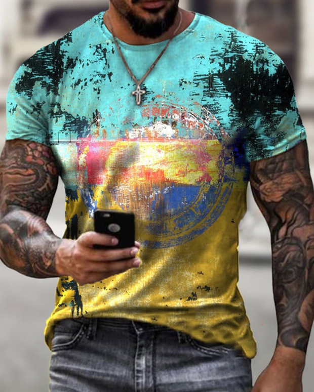 Men's Casual Vintage Tie-dye Pattern Shirt