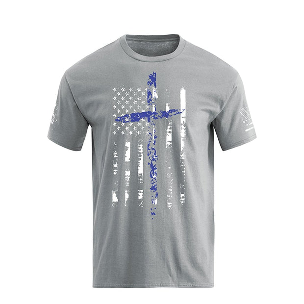 T-Shirt mit Grafik mit amerikanischer Flagge und Kreuz-Overlay für Herren