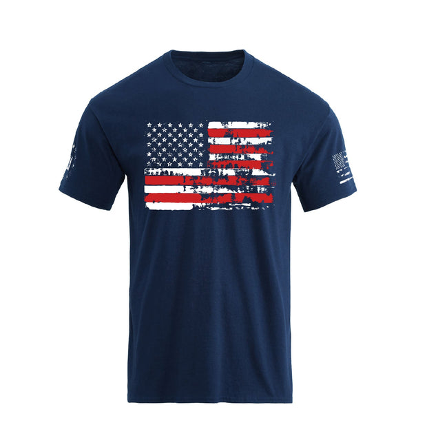 T-shirt à manches courtes pour homme 100 % coton avec imprimé drapeau américain patriotique