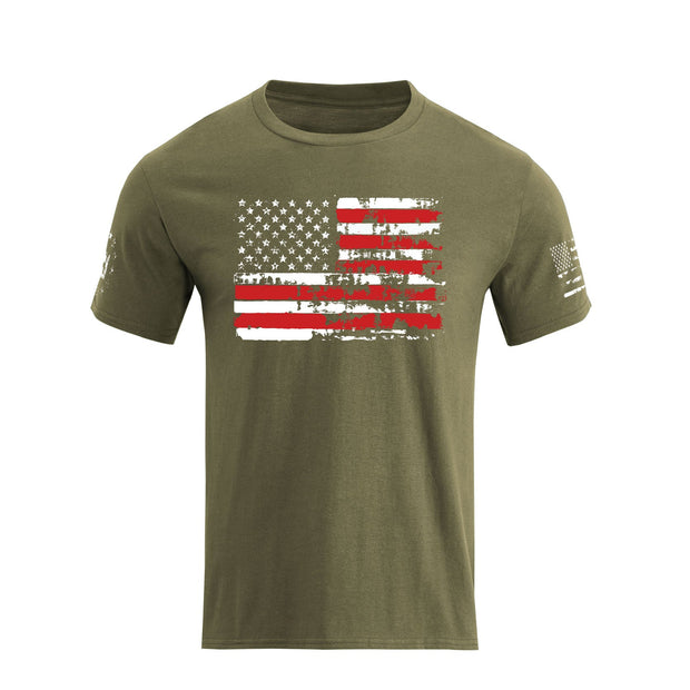 T-shirt à manches courtes pour homme 100 % coton avec imprimé drapeau américain patriotique