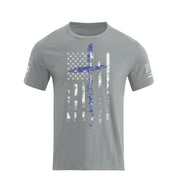 T-Shirt mit Grafik mit amerikanischer Flagge und Kreuz-Overlay für Herren