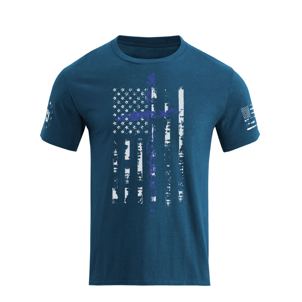 T-Shirt mit Grafik mit amerikanischer Flagge und Kreuz-Overlay für Herren