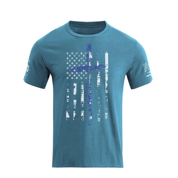 T-Shirt mit Grafik mit amerikanischer Flagge und Kreuz-Overlay für Herren