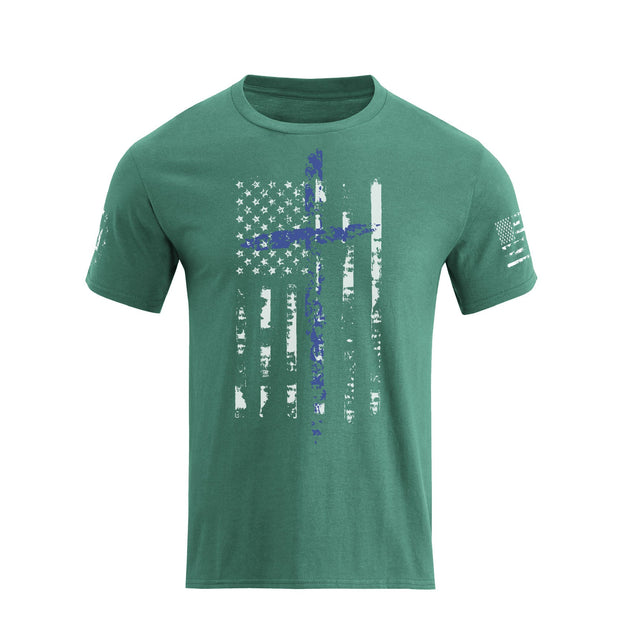 T-Shirt mit Grafik mit amerikanischer Flagge und Kreuz-Overlay für Herren