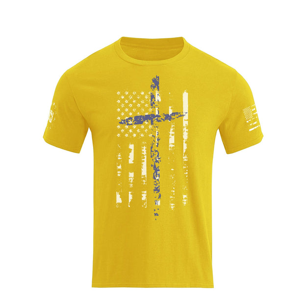 T-Shirt mit Grafik mit amerikanischer Flagge und Kreuz-Overlay für Herren