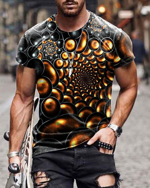 Street Style Metal Ball Spinning Pattern Casual T-shirt – shirem