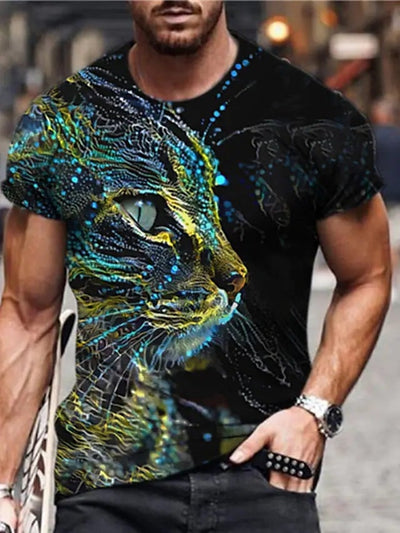 Men's Unisex T shirt 3D Print Graphic Prints Animal Crew Neck Daily Holiday Print Short Sleeve Tops Casual Designer Big and Tall Blue / Summer