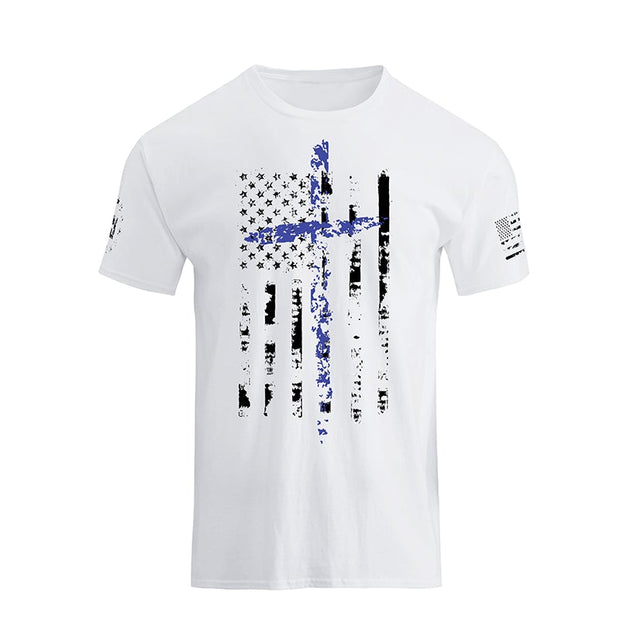 T-Shirt mit Grafik mit amerikanischer Flagge und Kreuz-Overlay für Herren