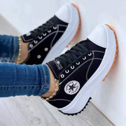 Libiyi round toe lace-up platform arch support canvas shoes - Libiyi