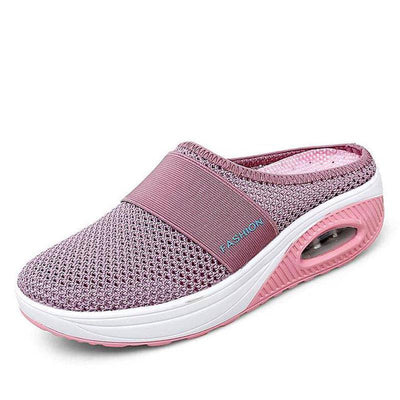 Libiyi Women Daily Fly Knit Fabric Summer Air Cushion Mule Slippers - Libiyi